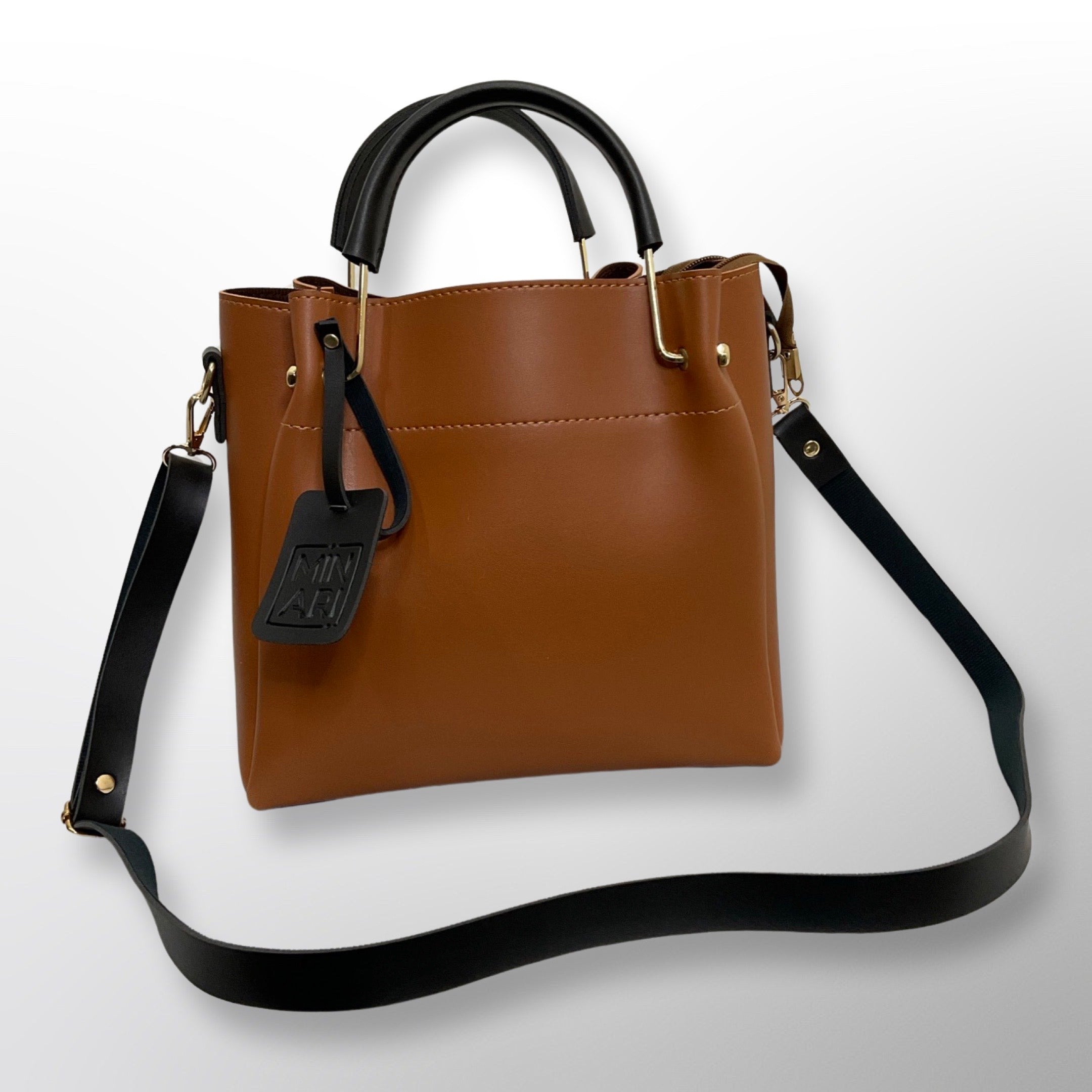 Helen 3 Piece Brown Handbag Set - Top Handle, Shoulder & Wallet