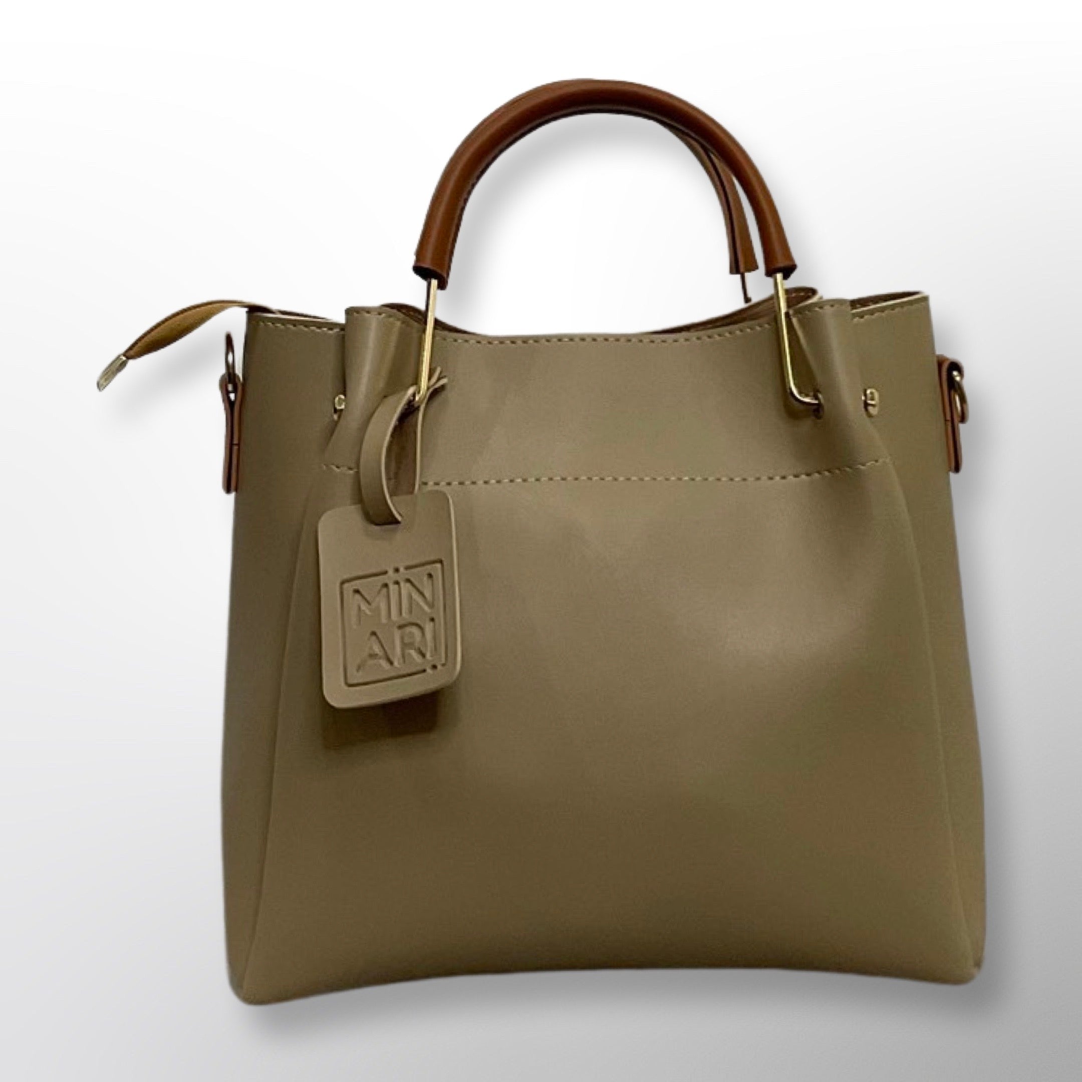 Helen 3 Piece Beige Handbag Set - Top Handle, Shoulder & Wallet