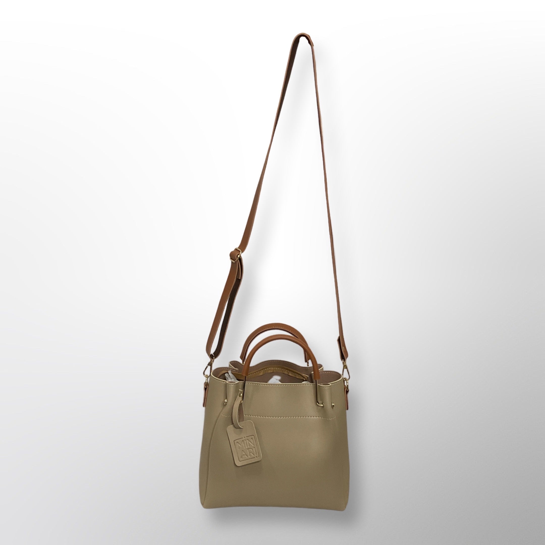 Helen 3 Piece Beige Handbag Set - Top Handle, Shoulder & Wallet