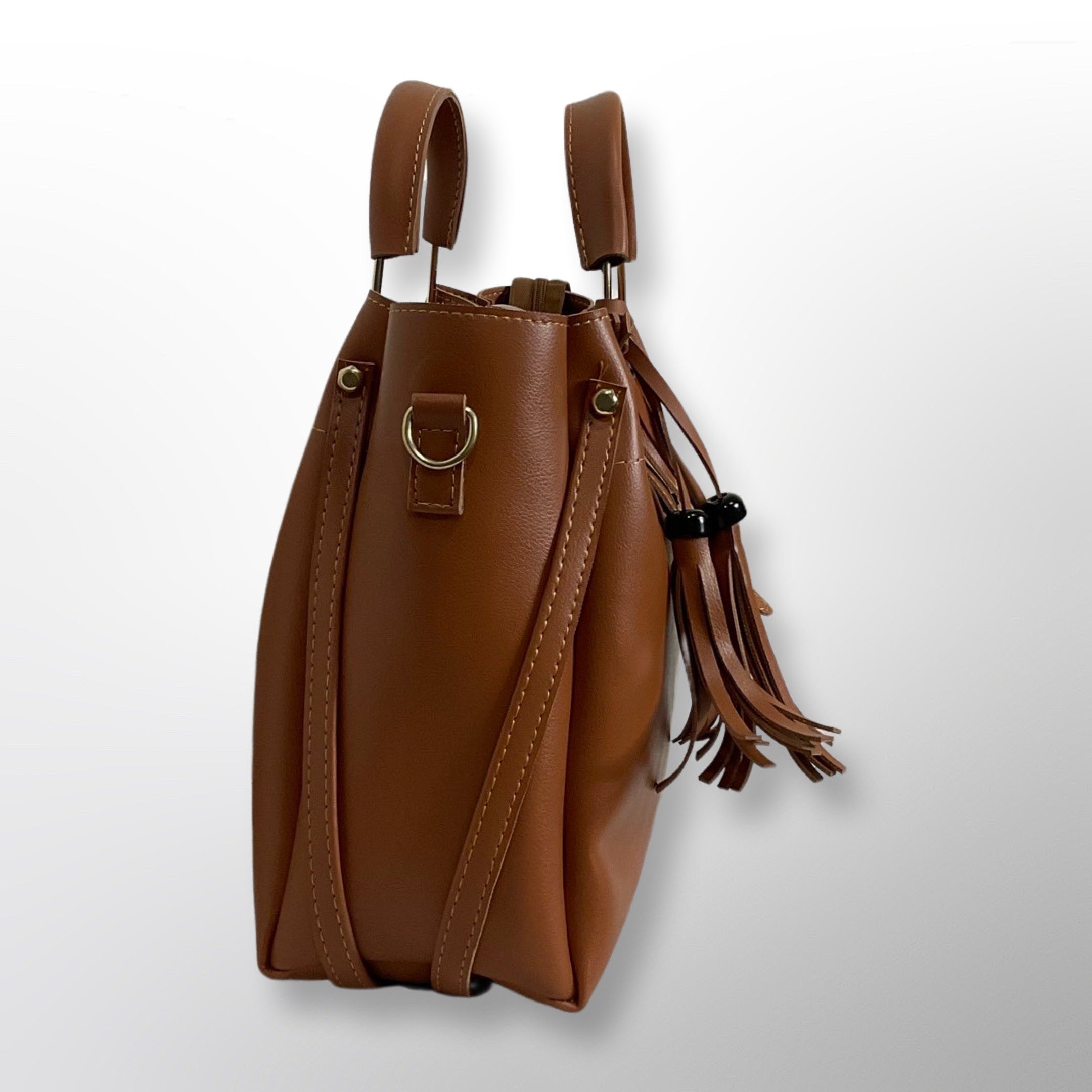 Grace 3 Piece Brown Bag Set - Top Handle, Shoulder & Wallet