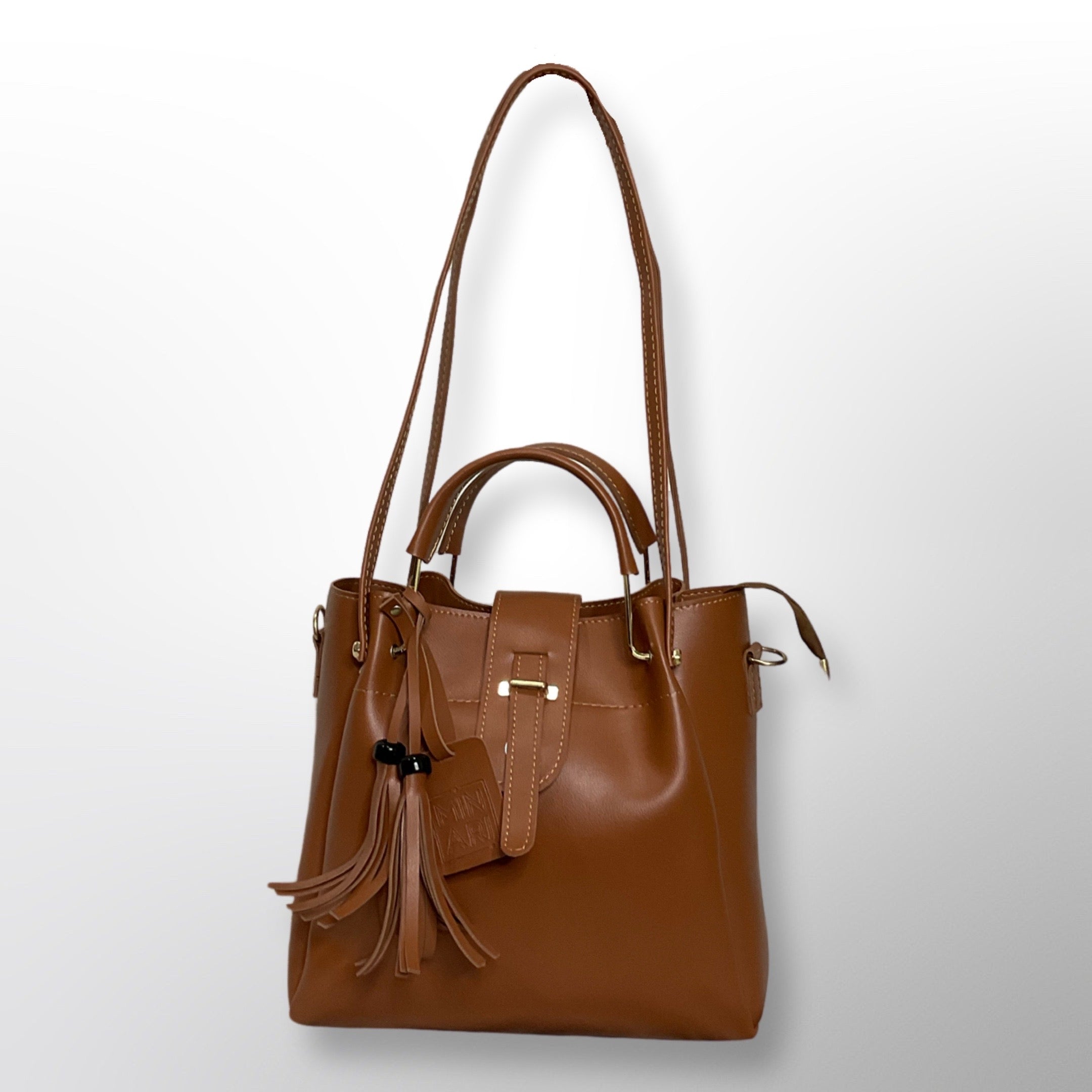 Grace 3 Piece Brown Bag Set - Top Handle, Shoulder & Wallet